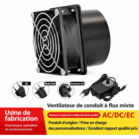 Mini ventilateur extracteur d'air silencieux 75 mm 8025 EU avec variateur et accessoires 1 3 300 g – Livraison gratuite (1/5)