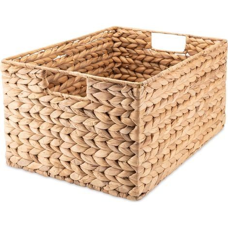 Panier de rangement rectangulaire tressé en jacinthe d'eau,37 x 28 x 20 cm (1/5)