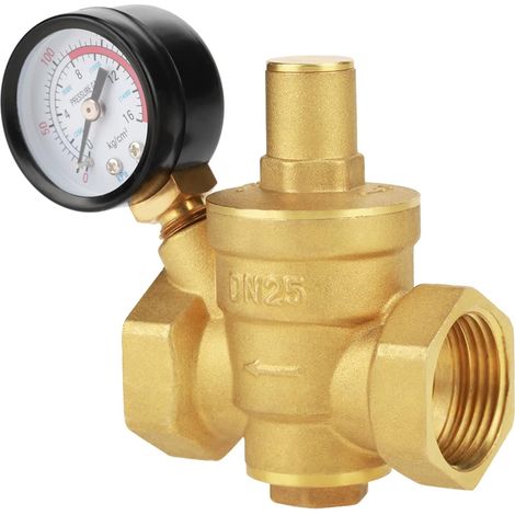 DN25 32mm Brass Pressure Reducer Adjustable Water Pressure Reducing Regulator + Gauge Meter Inlet Pressure 1.6Mpa/232psi (1/5)