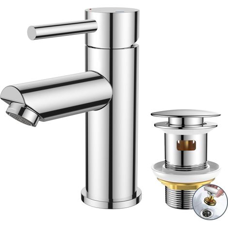 Robinet de Salle de Bain, Mitigeur Lavabo Compact en Inox (1/5)