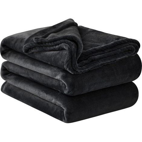 Kuscheldecke Fleecedecke Couchdecke Sofadecke XXL 220 x 240 cm Schwarz (1/5)
