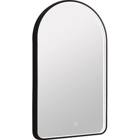Miroir de salle de bain lumineux en arche anti-buée avec bouton tactile - Contour noir mat - 50 x 90 cm - VIANORIA (1/5)
