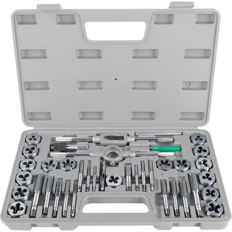 Juego de 40 machos de roscar y terrajas M3-M12, juego de terrajas de acero con 17 machos de roscar y 17 terrajas