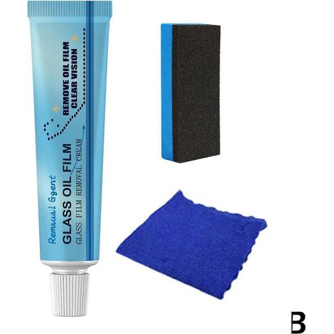 Kit de 30 g (B) Nettoyant dégraissant pour vitres de voiture, anti-film gras, nettoyant pour pare-brise et vitres de salle de bain, crème de polissage (1/4)