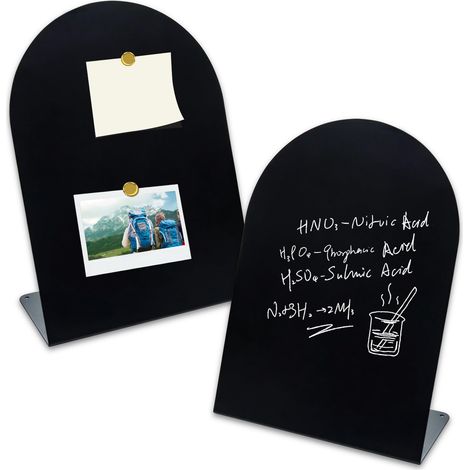 Lot de 2 tableaux magnétiques, tableau magnétique en métal, tableau magnétique pour photos, cartes postales, notes, aimants de vacances, tableau noir pour cuisine (demi-cercle noir) (1/5)