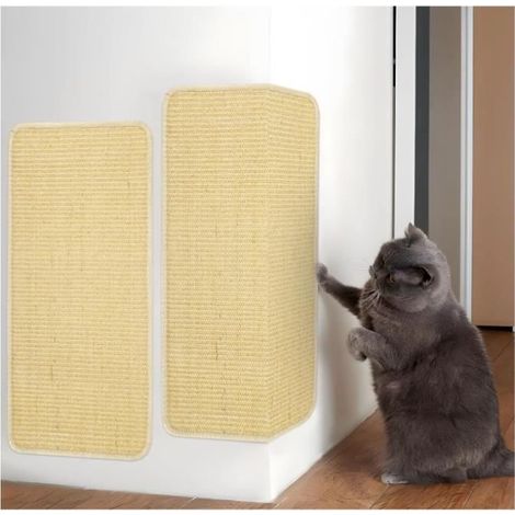 Tapis à gratter - Chat - Sisal Naturel - Antidérapant - 60 × 30 cm - Beige (1/4)