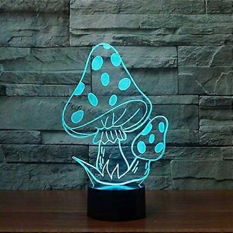 SCSYV 3D-Pilz-Tisch-/Schreibtischlampe, optische Täuschung, 7 wechselnde Farben, LED, Dekoration für Weihnachten, Zuhause, Geburtstag oder jeden anderen besonderen Anlass für Kinder. (1/4)