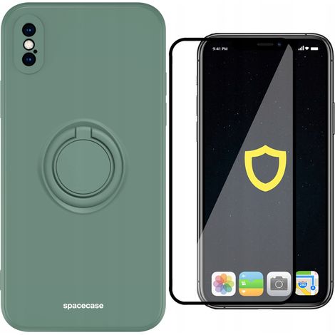 Anello di supporto per iPhone X/XS + pellicola protettiva in vetro a schermo intero (1/5)