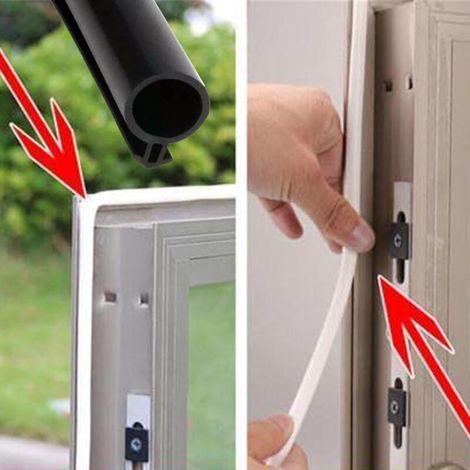 10m Joint Fenêtre Caoutchouc,Type O Caoutchouc Joint de Porte,Convient pour Une Fente Intérieure de 5-7mm(Noir) (1/3)