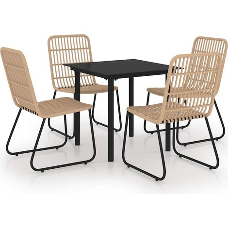 Maison Exclusive - Set da Pranzo da Giardino 5 pz in Polyrattan e Vetro (1/5)