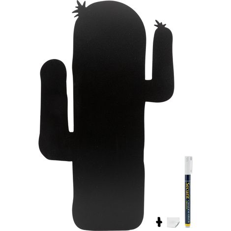 Silhouette ardoise ''Cactus'' - Feutre-craie inclus et kit velcro pour accrochage mural - 30x50cm - Securit