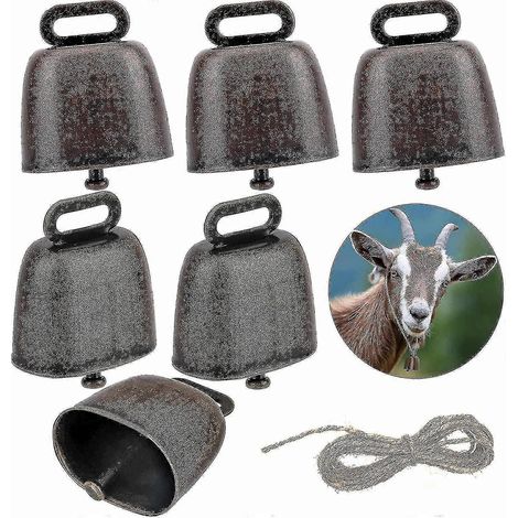 Ensemble de 6 cloches pour vaches et moutons, cloches en cuivre et bronze antivol, pour pâturage à Goa. (1/5)