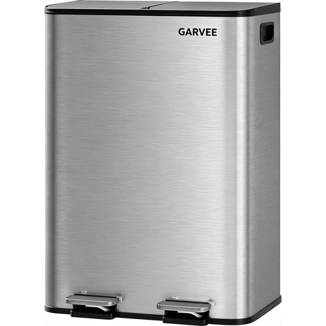 Poubelle Tri Sélectif Cuisine 60L (2 x 30L) Pédale Acier Inoxydable (1/5)