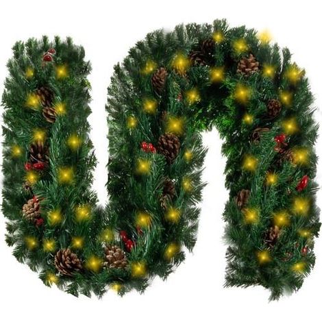 Ruhhy Ghirlanda di Natale 270 cm Verde LED Bianco caldo