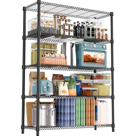 Étagère en métal à 5 niveaux pour charges lourdes, jusqu'à 794,5 kg, étagère de rangement robuste pour garage, cave, atelier, entrepôt, buanderie et salle de loisirs, noir foncé, 45 x 120 x (1/5)