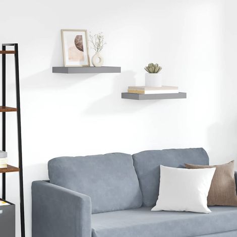 Schwebende Wandregale 2 Stk. Grau 40x23x3,8cm MDF