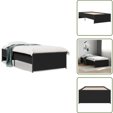 The Living Store Cadre de lit sans matelas noir 100x200 cm - Cadre De Lit - Lit Double - Lit Noir - Meuble Chambre - Literie (1/5)