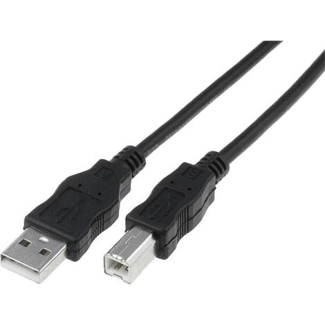 Cable- USB 2.0- USB A prise.USB B prise- nickele- 0.5m- noir
