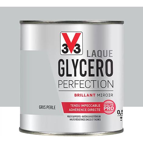 V33 – Laque glycéro monocouche brillante gris perle 0,5 L – Haute adhérence sur bois, métal et plastique – Finition durable pour usage intensif (1/4)