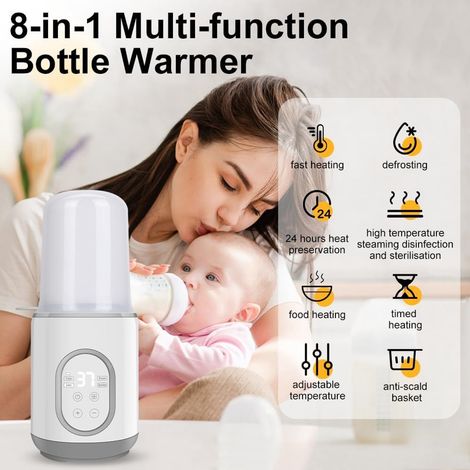Calientabiberones 8 1: calienta rápidamente comida bebé, calientabiberones leche materna, control inteligente temperatura automático (1/5)