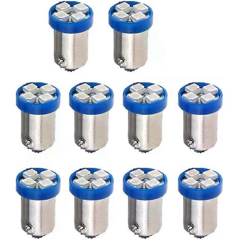 Lot de 10 ampoules LED 12V pour voiture BA9S T4W T11 1210 (4 LED SMD, 5 couleurs au choix, éclairage adaptatif). Accessoires auto.