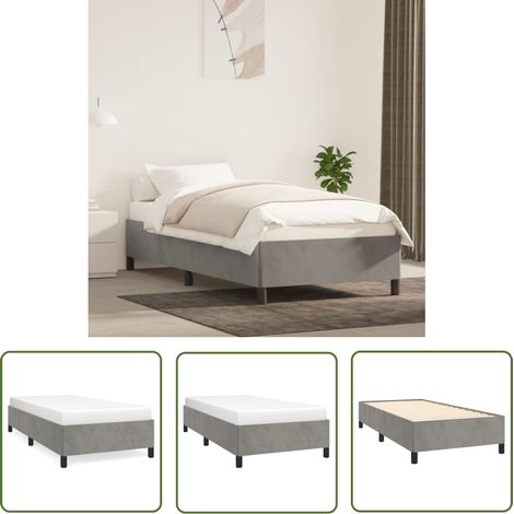 The Living Store Bettgestell ohne Matratze Hellgrau 100x200 cm Samt - Samtbett - Bettrahmen - Doppelbett - Boxspringbetten - Bettgestell (1/5)