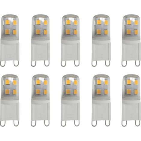 Lampadine LED G9 da 2W, luce bianca calda 2700K, 200LM, equivalenti a lampadine alogene da 20W, per illuminazione domestica, senza sfarfallio, AC 220-240V, confezione da 10 [Classe energetica B]
