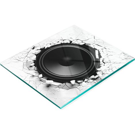 Pannello decorativo multifunzionale da cucina in vetro temperato con altoparlante, 60x52 cm (1/5)