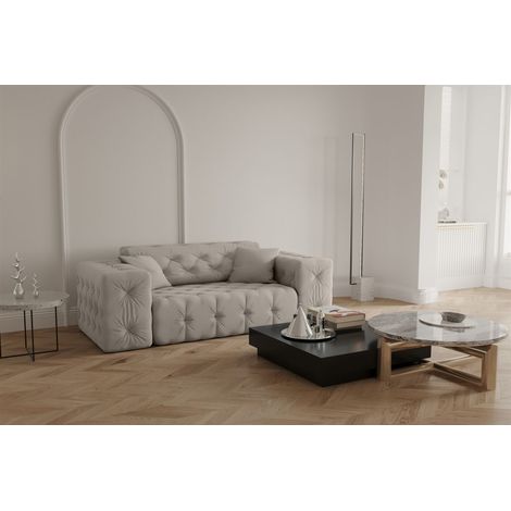 Sofa Designersofa CHANTAL 2-Sitzer in Stoff Opera Velvet Cream (1/5)