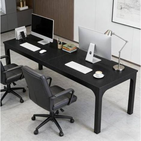 Mesa de comedor 200 x 70 x 75 cm, rectangular, MDF con marco metálico, negro HAVRYA (1/5)