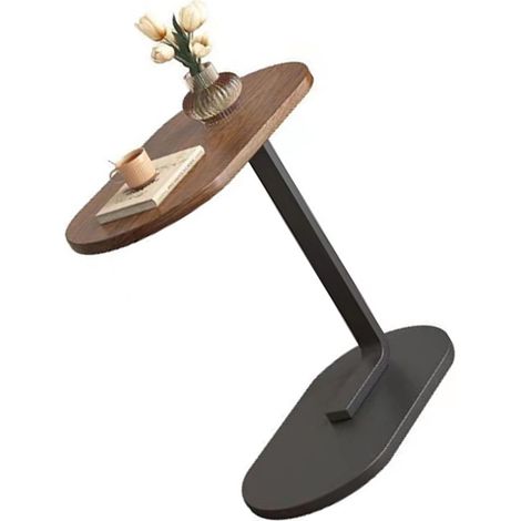 Table d'appoint moderne et simple, portable, couleur noyer, cadre noir, idéale pour le salon et la chambre. (1/5)