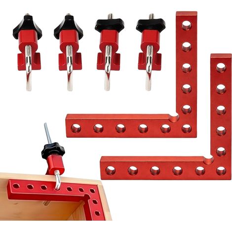 Bloc de Positionnement a 90 Degres, Lot 2 Pieces Serre Joint Angle en Alliage Aluminium 140mm Outil Travail Bois Pince Angle Droit pour Cadres Photos Boites Armoires Tiroirs Charpenterie 14cm (1/5)