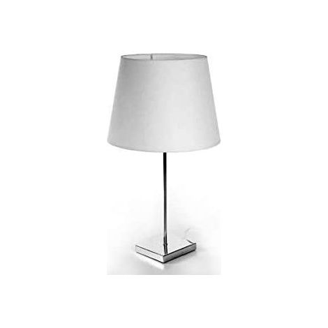 LAMPADA LUMETTO MODERNO CON BASE QUADRATA IN ACCIAIO E PARALUME BIANCO 30XH53 CM (1/2)