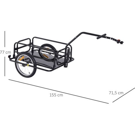 Remorque à vélo pliable, remorque cargo avec attelage, attelage et réflecteurs, chariot de transport supportant une charge jusqu'à 40 kg, remorque idéale pour le camping, les courses, les déménagement (1/5)