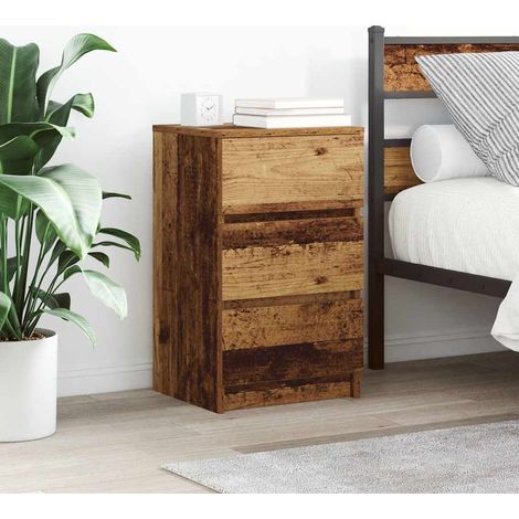 Nachttisch mit 3 Schubladen Altholz-Optik 39x35x65 cm