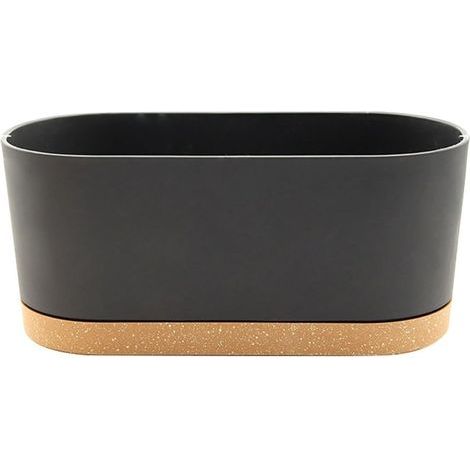 Jardinière monobloc avec trous de drainage et plateau, adaptée à une utilisation intérieure et extérieure, style contemporain gris clair 40 x 17,8 cm (1/5)