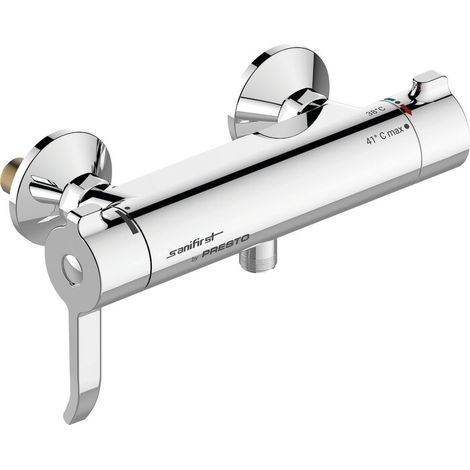 Presto – Mitigeur thermostatique douche mural – Corps froid isolé anti-brûlure – Volants longs ergonomiques – Débit réglé 12 L/min à 3 bar (1/2)
