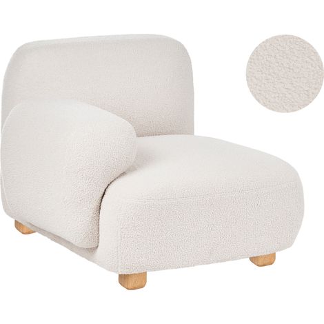 Módulo esquinero derecho de bouclé asiento 1 plaza patas de madera moderno blanco crema Amli (1/5)