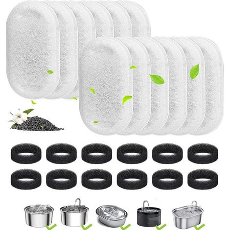 Filtre pour fontaine à eau pour chat - 24 cartouches filtrantes pour distributeurs d'eau pour animaux - Recharges pour filtres de fontaine à eau - Filtre à eau et filtre (1/5)