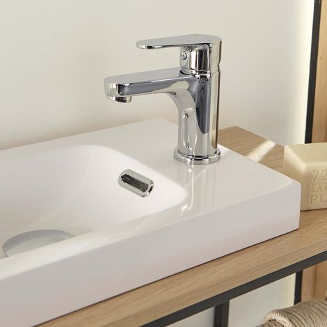 Niedrige Auslaufarmatur für Handwaschbecken, 13 cm hoch – Chrom-Finish – ABS-Luftsprudler – Griff aus Zinklegierung für komfortable Bedienung