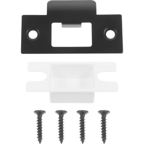 Plaque de Frappe en Métal Noir pour Verrou de Porte en Bois, Forme en T, Assure un Verrouillage Fluide et Fiable, Kit de Réparation pour Serrure de Chambre (1/5)