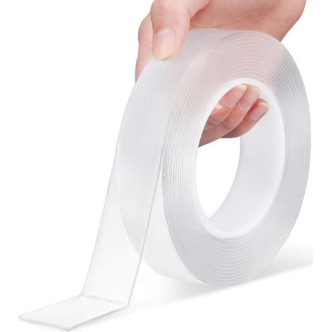 Ruban Adhésif Double Face Extra Fort, Transparent Ruban Two Side Tape à Forte Viscosité, Multifonctionnel Ruban adhésif Lavable sans Traces pour Tapis, Cuisine ou Bureau, etc. (1/5)