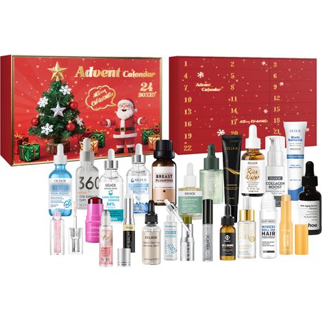 Coffret cadeau compte à rebours de Noël : Maquillage surprise pour le soin du visage hydratant, adoucissant et délicat - Coffret surprise - 24 boîtes
