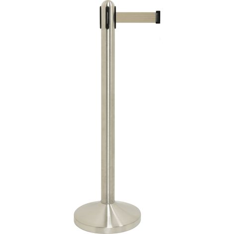 Kit Poteau à corde rétractable grise en nylon  + socle - acier inoxydable - 100cm (corde210cm) - 1 colis comprenant pied + socle - Securit