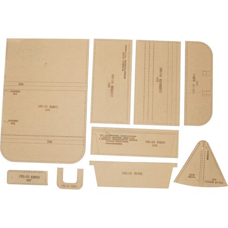 Lot de 9 pochoirs acryliques transparents pour portefeuille, gabarit de dessin pour outils de bricolage en cuir (1/5)