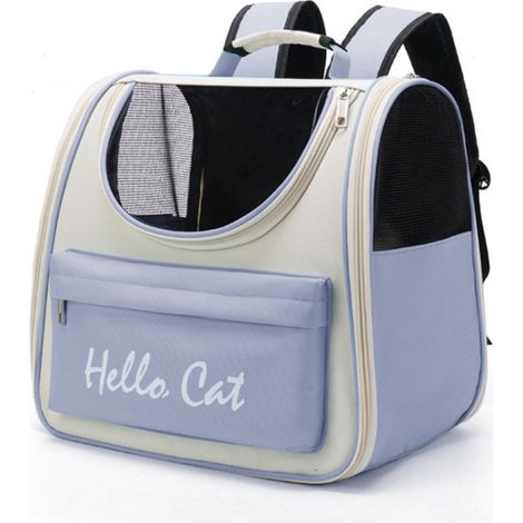 Sac à dos chat transparent, respirant et grande capacité, double bandoulière (1 pièce, bleu) (1/5)