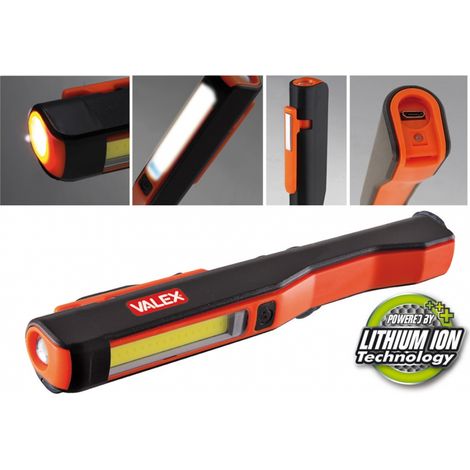 Lampe torche stylo LED VALEX 1152234 3+1 watts avec batterie au lithium rechargeable (1/2)