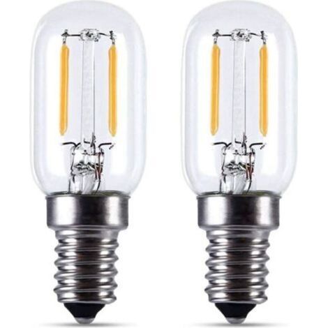 2pcs Ampoule LED E14- Ampoule réfrigérateur LED2W, T22, 200LM, équivalent à une lampe à incandescence 15W, blanc chaud 2700K, 230V, réfrigérateur / lampe au sel / avec petite LED E14, [ (1/4)