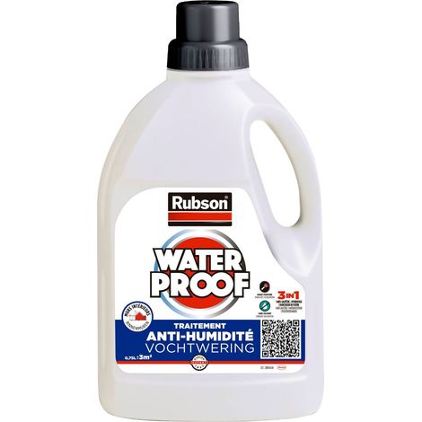 Rubson Traitement Murs Humides, Traitement 3-en-1 anti-salpêtre, hydrofuge et durcisseur de plâtre pour tous supports sur murs intérieurs, produit anti-humidité, 0,75 L (1/10)