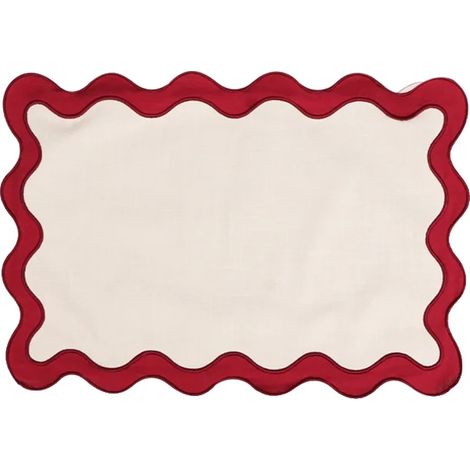 Servilletas de tela de algodón reutilizables, diseño artesanal, color rojo vino. (1/2)